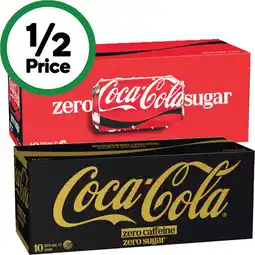 Woolworths Coca-Cola Classic, Diet or Zero Sugar Soft Drink Varieties 10 x 375ml offer