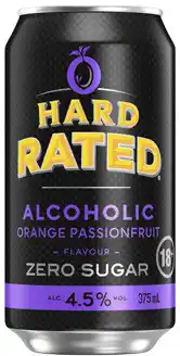 Coles NEW Hard Rated Orange Passionfruit Zero Sugar Cans offer
