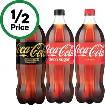 Woolworths Coca-Cola Classic, Zero Sugar or Diet Soft Drink Varieties 1.25 Litre offer
