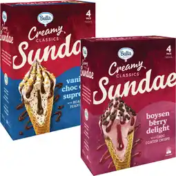 Coles Bulla Creamy Classics Ice Cream Sundae Cones 580mL offer