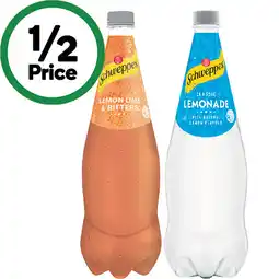 Woolworths Schweppes Lemonade, Soda Water or Mixer Varieties 1.1 Litre offer