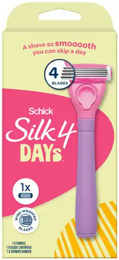 Coles Schick Silk 4 Days Purple Razor Kit with 1 Refill Blade 1 Each offer