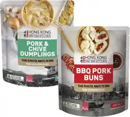 Coles Hong Kong Dim Sim Kitchen Pork & Chive Dumplings or BBQ Pork Buns 300g offer