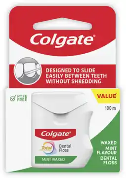 Coles Colgate Total Waxed Mint Dental Floss 100 Metre offer