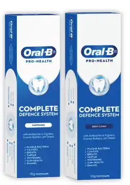 Coles Oral B Pro Health Advanced Deep Clean or Whitening Toothpaste 110g offer