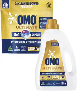 Coles Omo Ultimate Laundry Liquid 2 Litre or Capsules 28 Pack offer