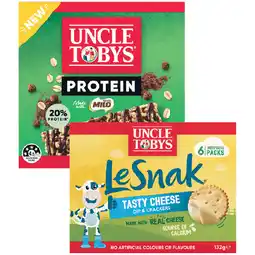 Woolworths Uncle Tobys Le Snak 132g Pk 6 or Protein Muesli Bars 175g Pk 5 offer