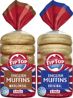Coles Tip Top English Muffins 400g offer