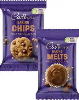 Coles Cadbury Baking Chocolate Chips, Melts or Block 165g-225g offer