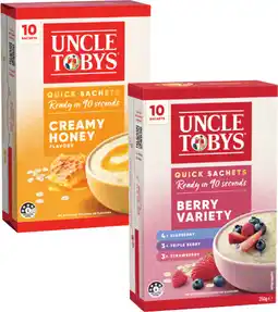Coles Uncle Tobys Oats Quick Sachets-350g offer