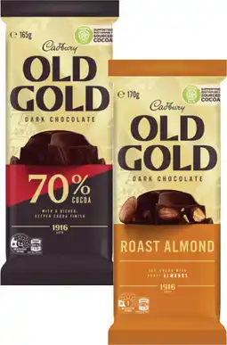 Coles Cadbury Old Gold Block Chocolate-180g offer