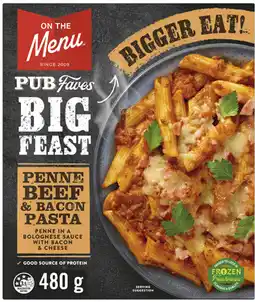 Coles NEW On The Menu Big Feast Penne Beef & Bacon Pasta offer