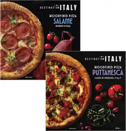 Coles NEW Destination Italy Puttanesca or Salame Pizza 380g-425g offer
