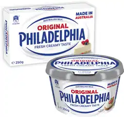 Coles Philadelphia Cream Cheese Block or Tub 250g offer