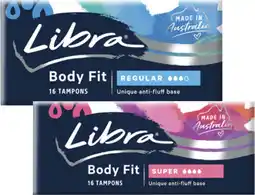Coles Libra Body Fit Tampons Regular or Super 16 Pack offer
