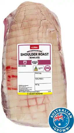 Coles Coles Australian Pork Shoulder Roast Boneless offer