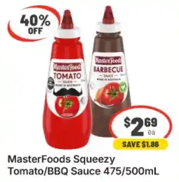 IGA Xpress MasterFoods Squeezy Tomato/BBQ Sauce offer