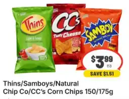 IGA Xpress Thins/Samboys/Natural Chip Co/CC's Corn Chips offer