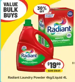 IGA Xpress Radiant Laundry Powder 4kg/Liquid 4L offer