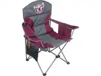 BCF NRL Manly Camp Chair 91x60x103cm Insulated Colourblock Dark Grey and Red offer