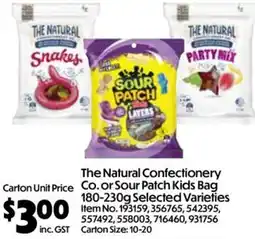 Campbells Wholesale The Natural Confectionery Co. or Sour Patch Kids Bag offer
