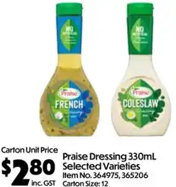 Campbells Wholesale Praise Dressing offer