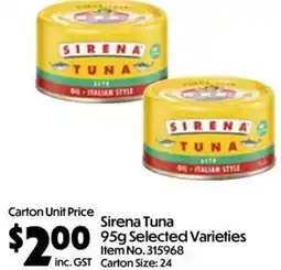 Campbells Wholesale Sirena Tuna 95g Selected Varieties offer