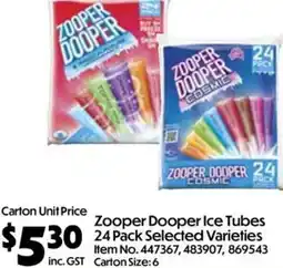 Campbells Wholesale Zooper Dooper Ice Tubes offer