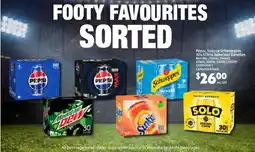 Campbells Wholesale Pepsi, Solo or Schweppes Selected Varieties offer