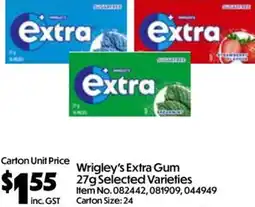 Campbells Wholesale Wrigley's Extra Gum 27g Selected Varieties offer