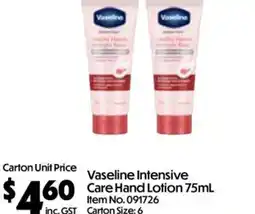 Campbells Wholesale Vaseline Intensive Care Hand Lotion offer