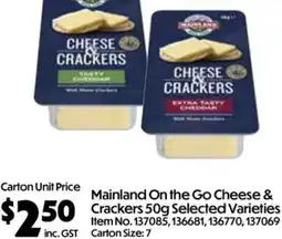 Campbells Wholesale Mainland On the Go Cheese & Crackers Selected Varieties offer