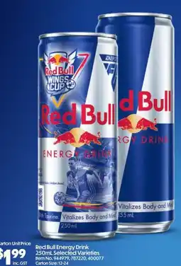 Campbells Wholesale Red Bull Energy Drink 250mL Selected Varieties offer
