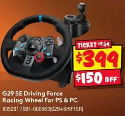 JB Hi-Fi G29 SE Driving Force Racing Wheel For PS & PC offer