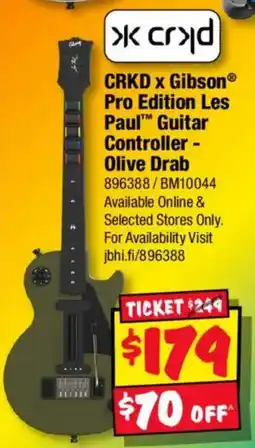 JB Hi-Fi CRKD x Gibson Pro Edition Les Paul Guitar Controller - Olive Drab offer