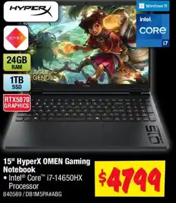 JB Hi-Fi 15" HyperX OMEN Gaming Notebook offer