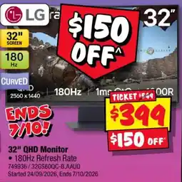 JB Hi-Fi LG 32" QHD Monitor offer