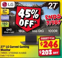 JB Hi-Fi 27" LG Curved Gaming Monitor offer