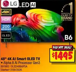 JB Hi-Fi LG 48" 4K AI Smart OLED TV offer