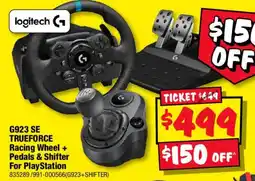 JB Hi-Fi logitech G923 SE TRUEFORCE Racing Wheel + Pedals & Shifter For PlayStation offer
