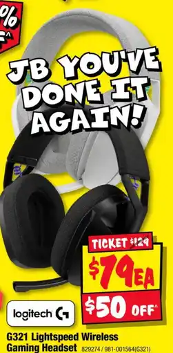 JB Hi-Fi Logitech G321 Lightspeed Wireless Gaming Headset offer