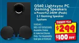 JB Hi-Fi G560 Lightsync PC Gaming Speakers offer