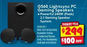 G560 Lightsync PC Gaming Speakers