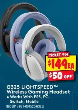 JB Hi-Fi G325 LIGHTSPEED Wireless Gaming Headset offer