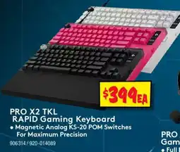 JB Hi-Fi Logitech PRO X2 TKL RAPID Gaming Keyboard offer