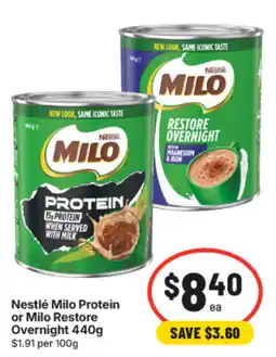 IGA Nestlé Milo Protein or Milo Restore Overnight offer