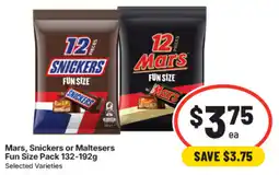 IGA Mars, Snickers or Maltesers Fun Size Pack offer