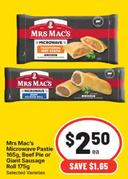 IGA Mrs Mac's Microwave Pastie offer