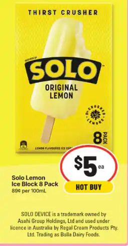 IGA Solo Lemon Ice Block offer