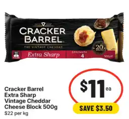 IGA Cracker Barrel Extra Sharp Vintage Cheddar Cheese Block offer